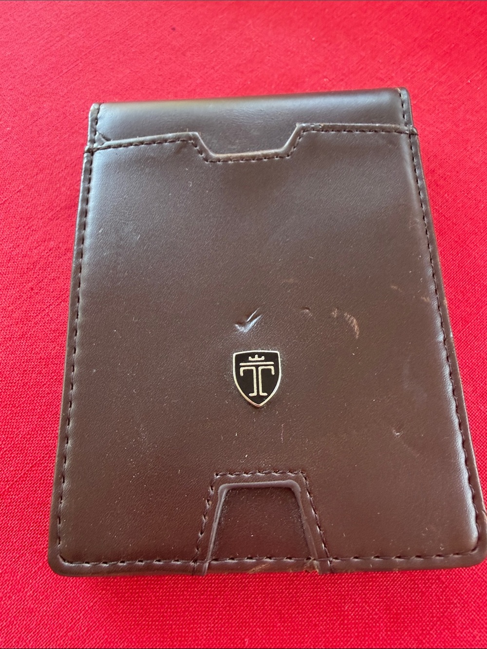 Brown Leather Card Wallet with Money Clip